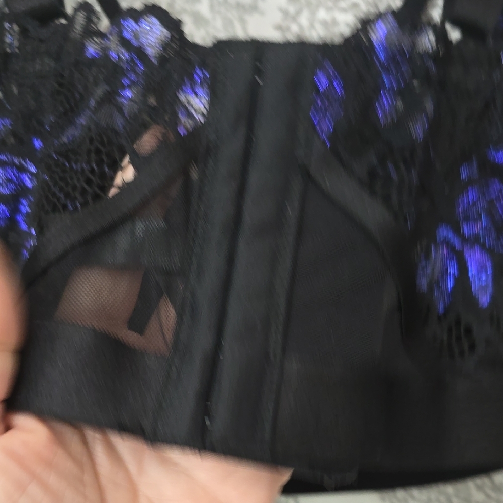 Torrid Black and Blue Lace Bra with Wide Straps - Picture 6 of 7